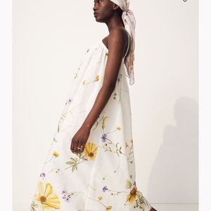 NWT H&M Linen Blend Floral Maxi Dress, Sz M